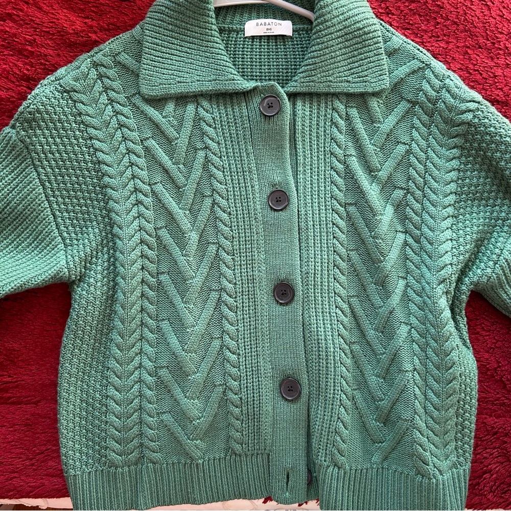 Aritzia Green Cable Knit Women's Sweater